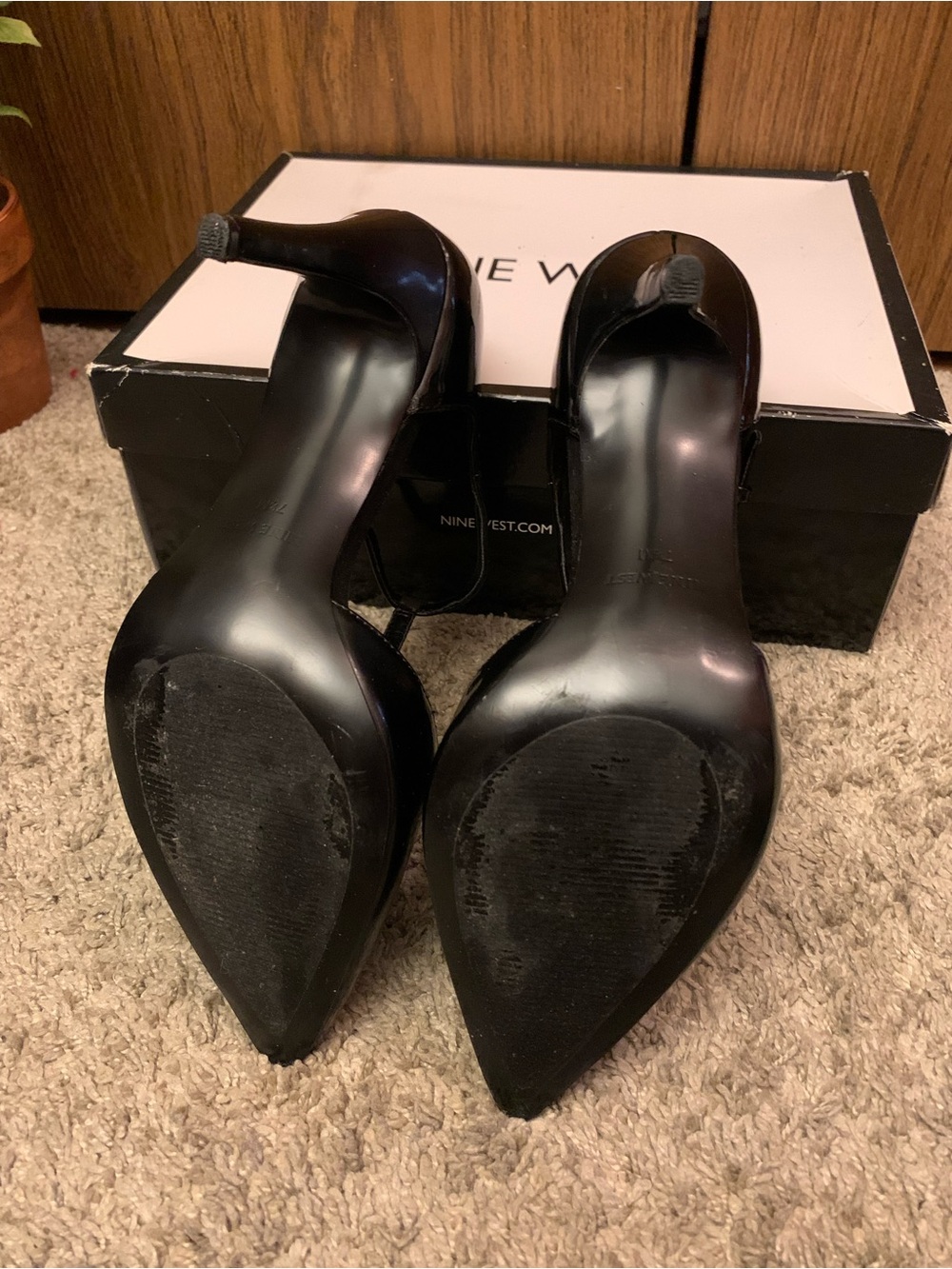 Nine West Black T-Strap Pointed Pumps - Picture 4 of 5